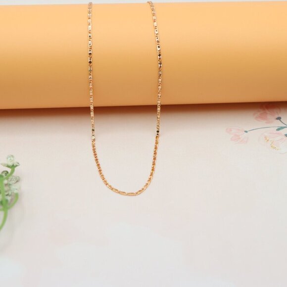 Dainty Diamond-Cut Rose Gold Necklace, Adjustable Chain, XPNL0191 - Picture 7 of 12